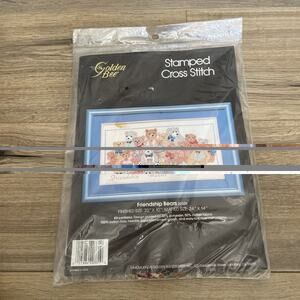 Golden Bee Friendship Bears Stamped Cross Stitch 20 x 10 20331 New